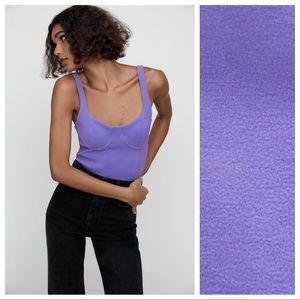 NWT. Zara Violet Textured Crop Top. Size L.